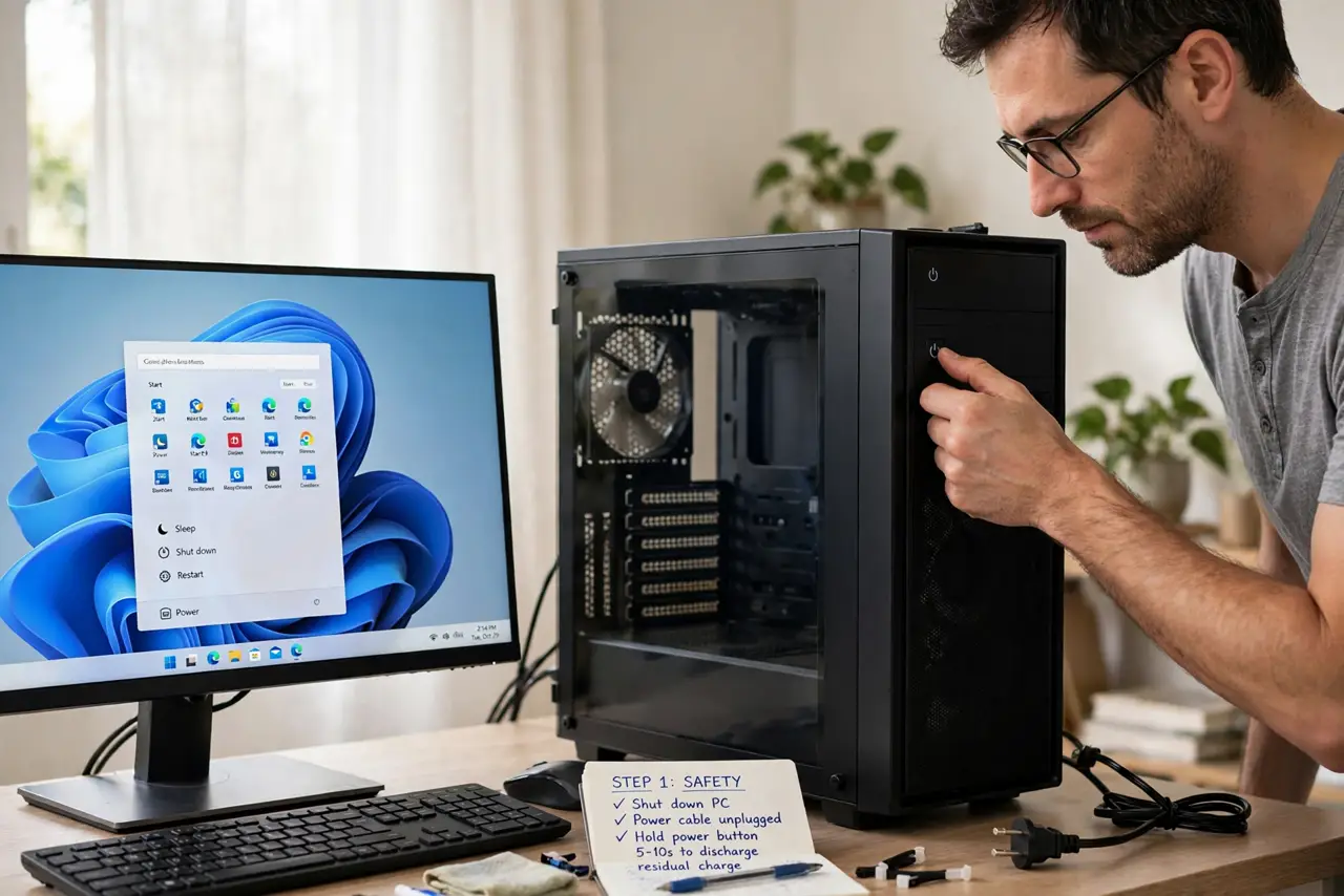 How to Reseat a RAM Stick Safely — step 1 being performed on the device.