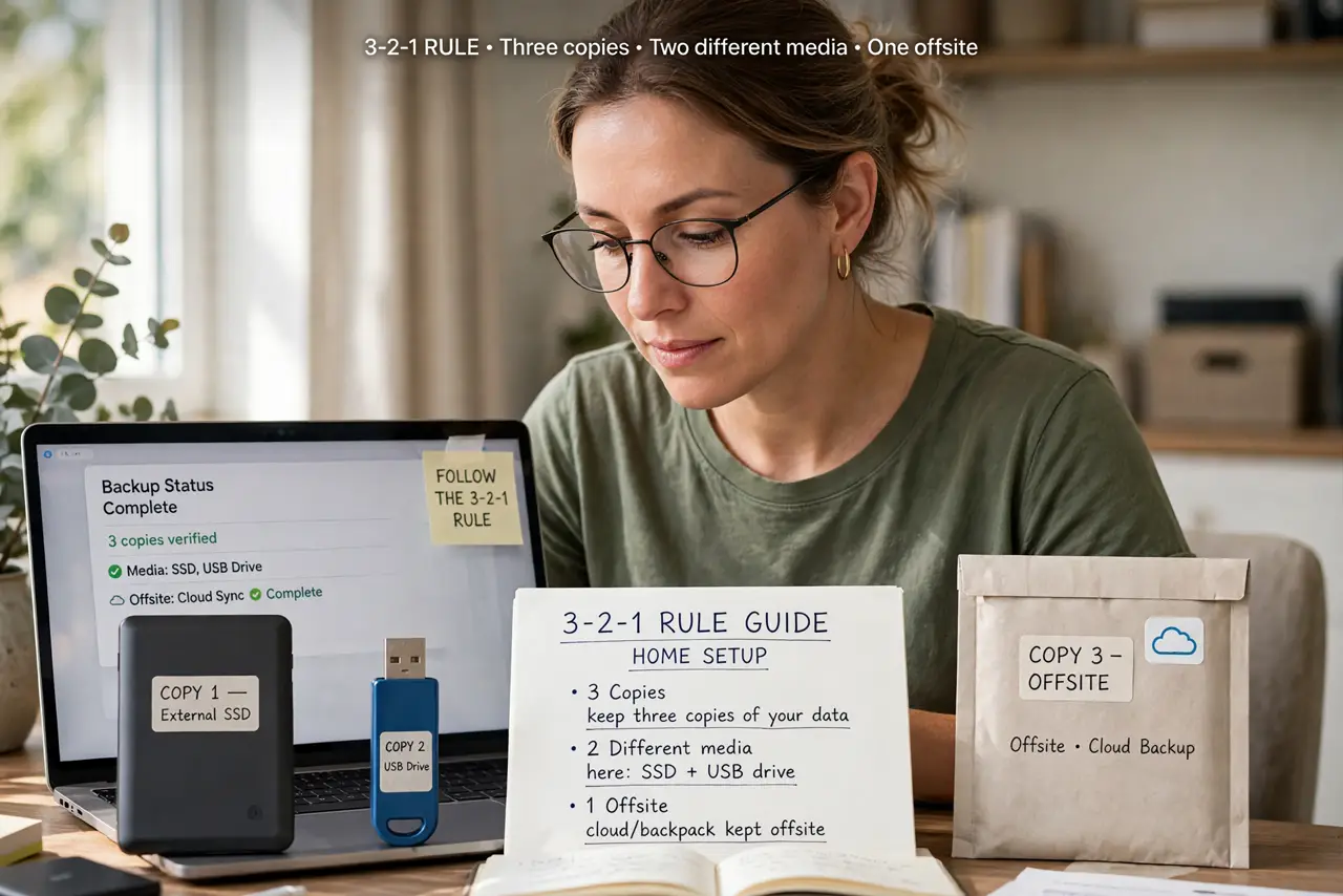 A person performing the first step of the guide: Follow the 3-2-1 rule.