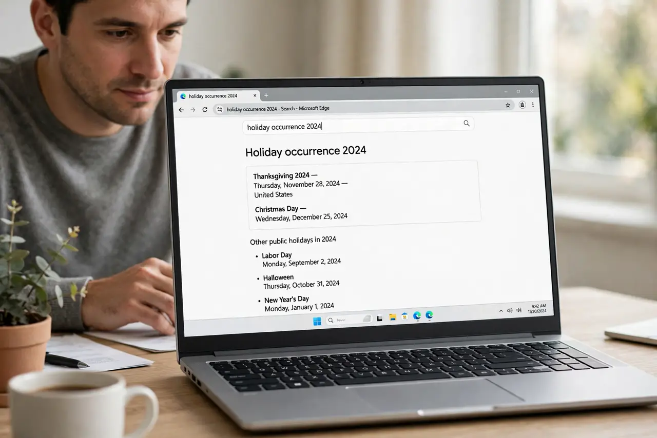 Step 1 in action for Recurring Meeting on a Holiday: Find the holiday occurrence.