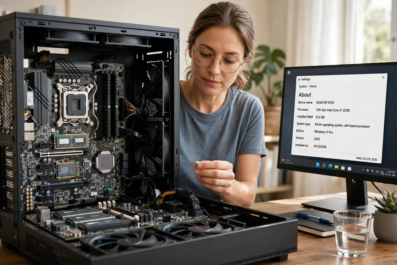 Replace a Desktop CMOS Battery Safely — photo showing the situation described in the guide.