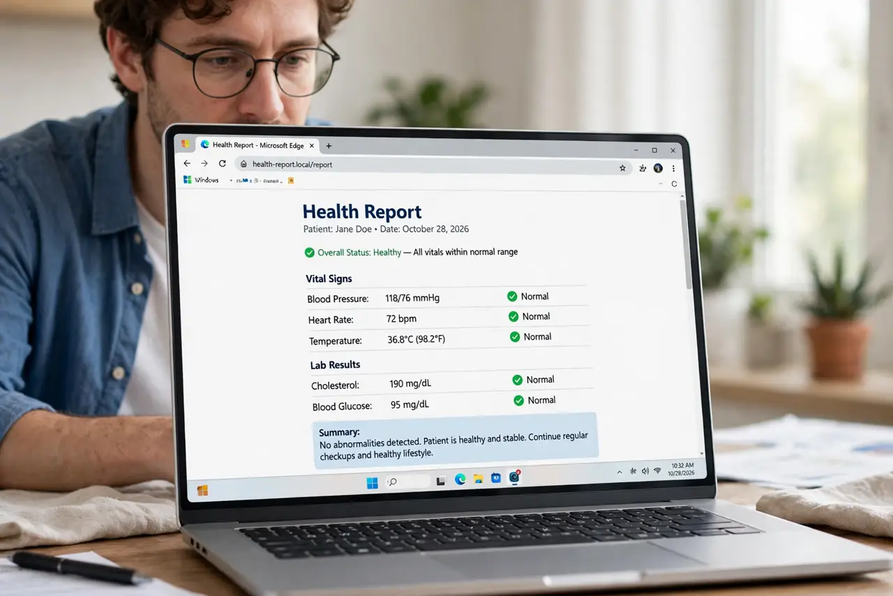 A person calmly performing the guide's first step: Check the health report first.