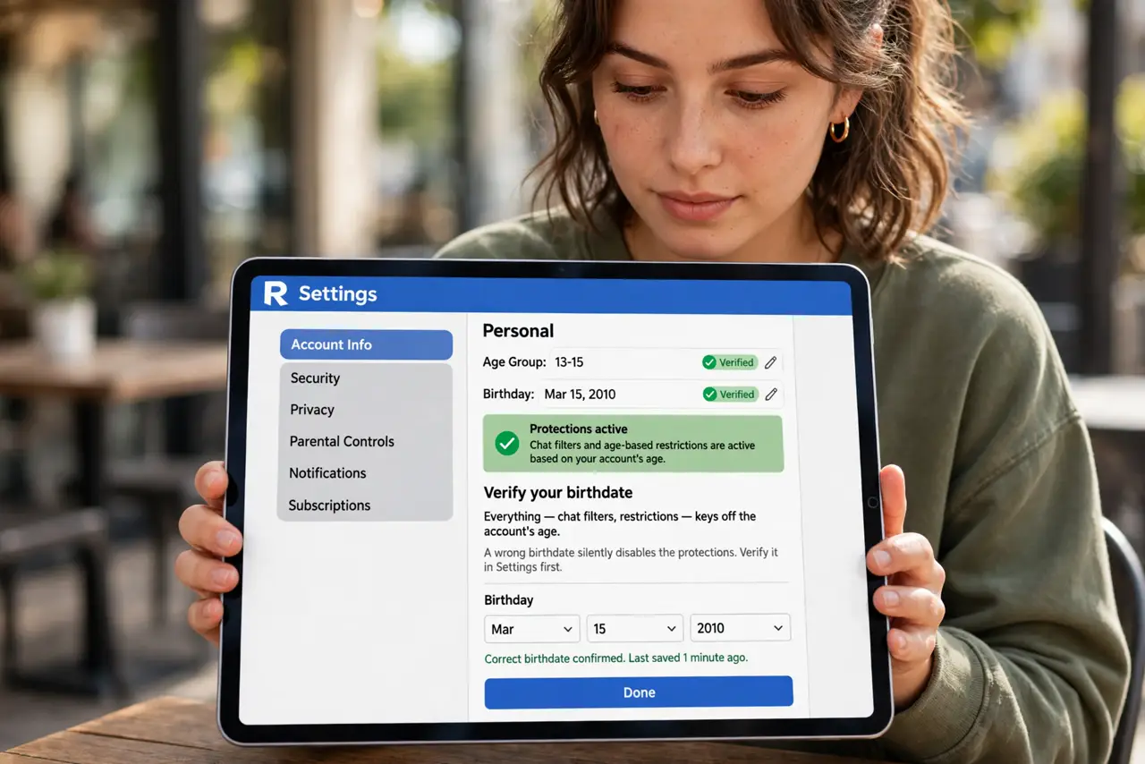 A person performing the first step of the guide: Set the correct birthdate.
