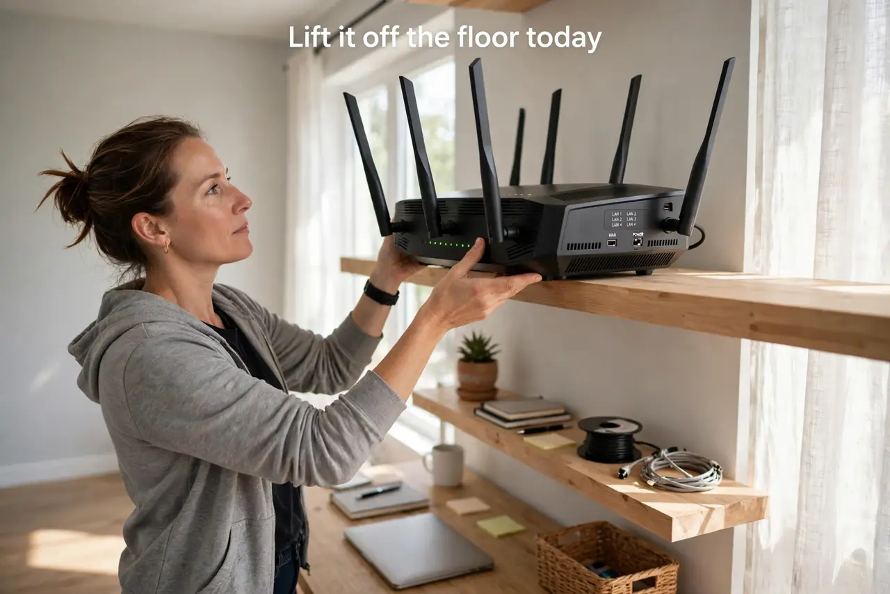 Step 1 in action for Router Height Matters More Than You Think: Lift it off the floor today.