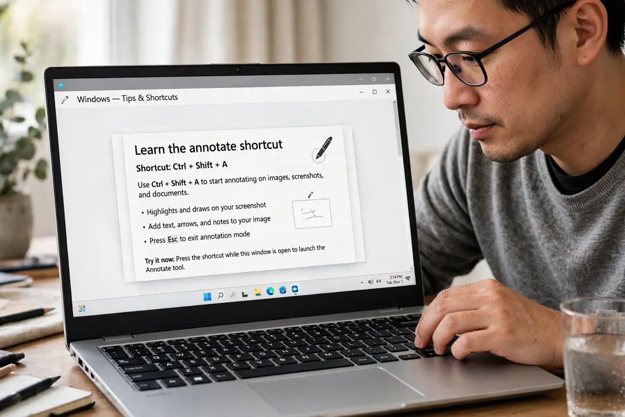 Step 1 in action for Screenshot and Annotate in Seconds: Learn the annotate shortcut.