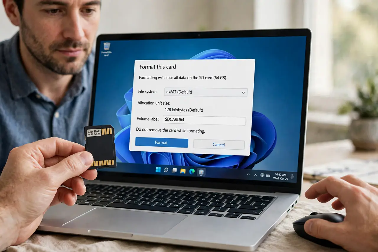 A person performing step 1: Do not click Format — yet.