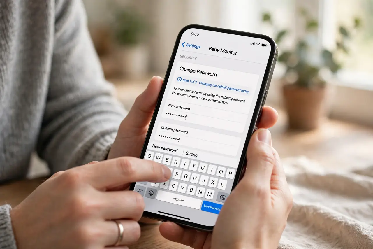 A person carrying out step one: change the default password today.