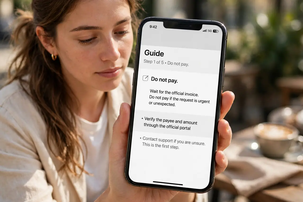 A person doing the guide's first step: Do not pay.