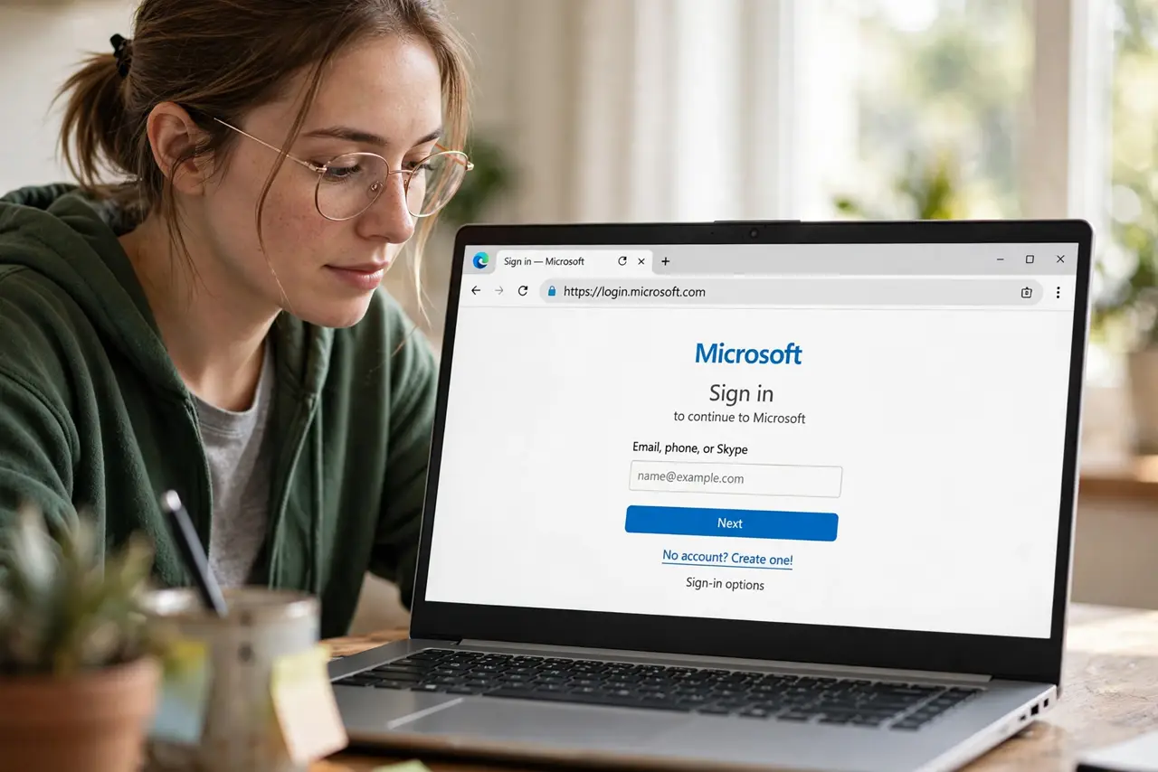 A person carrying out step one: read the address bar, not the page.