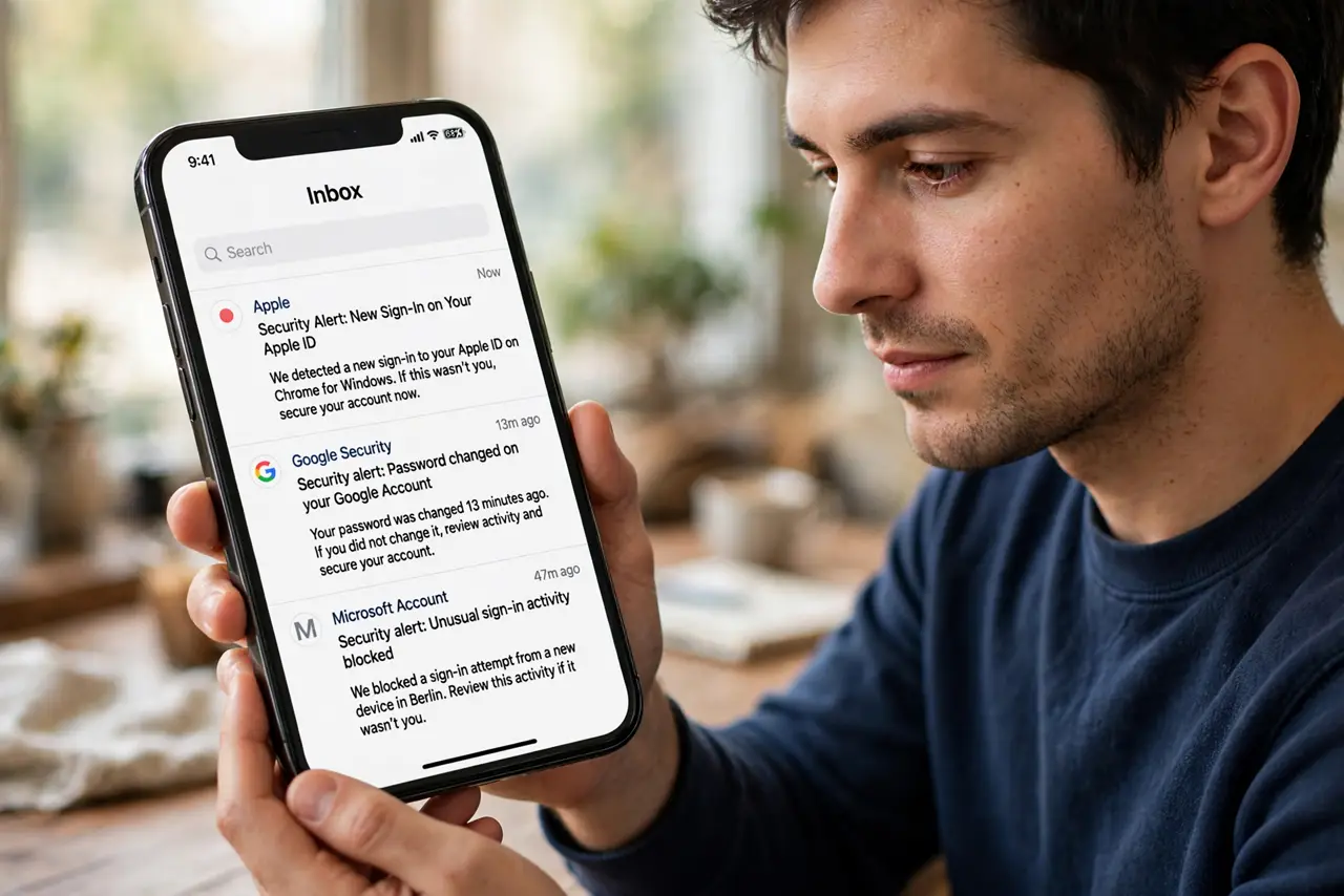 A person carrying out step one: start with your email.