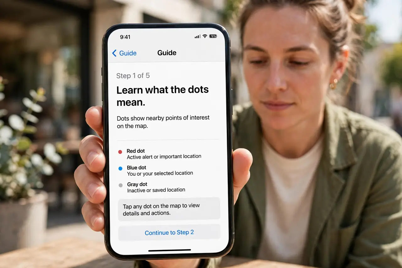 A person doing the guide's first step: Learn what the dots mean.