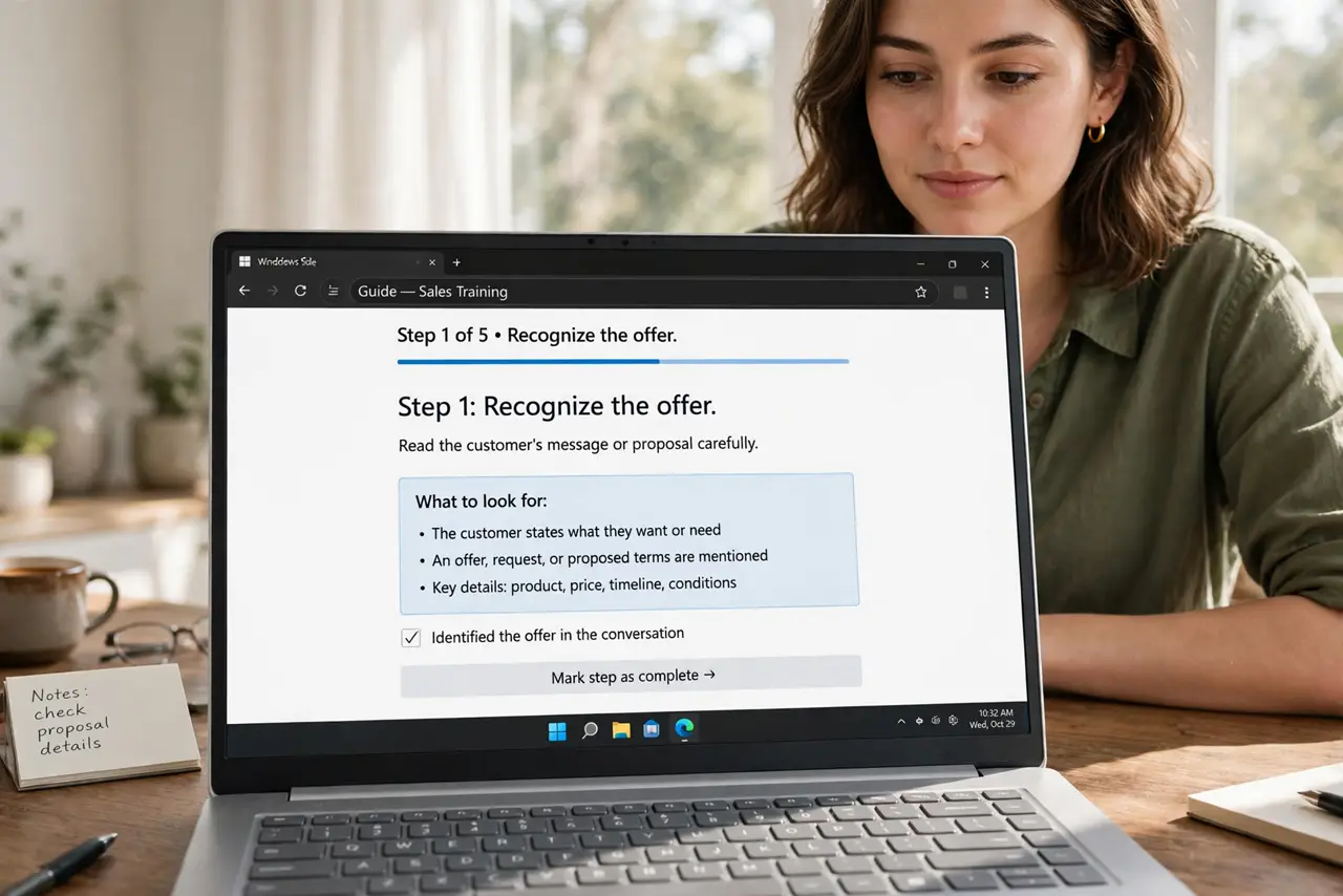 A person doing the guide's first step: Recognize the offer.
