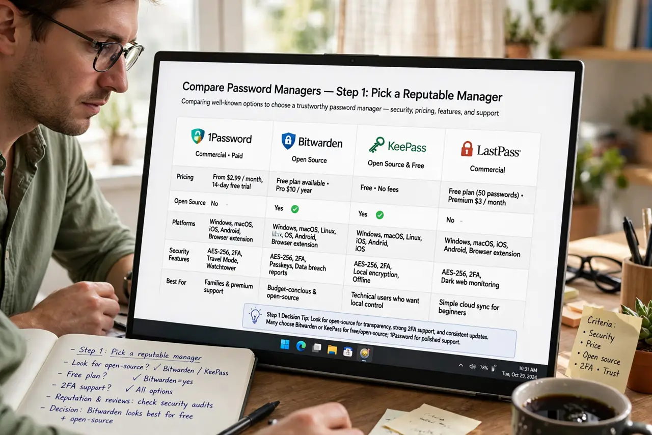 A person carrying out step one: pick a reputable manager.