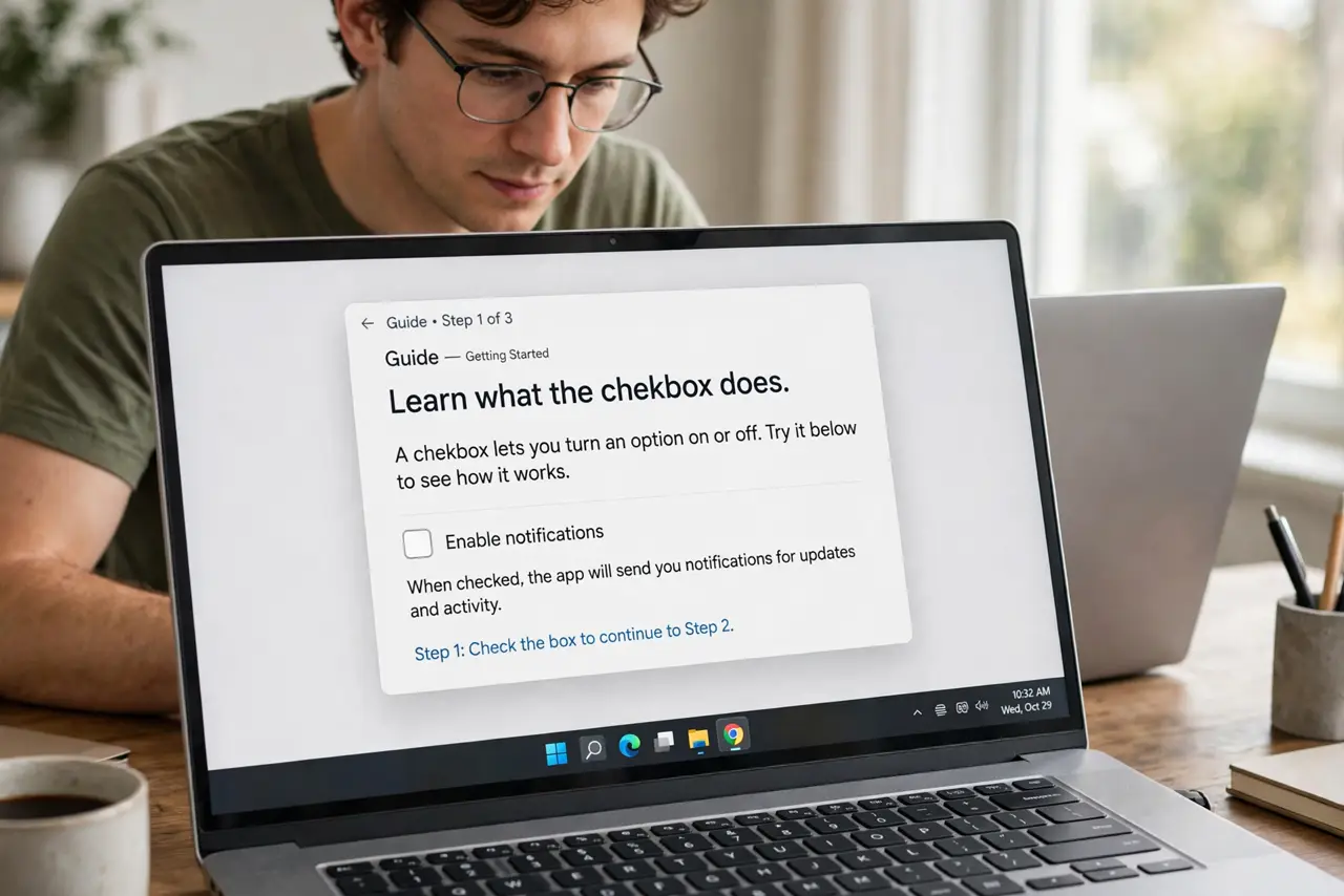 A person doing the guide's first step: Learn what the checkbox does.