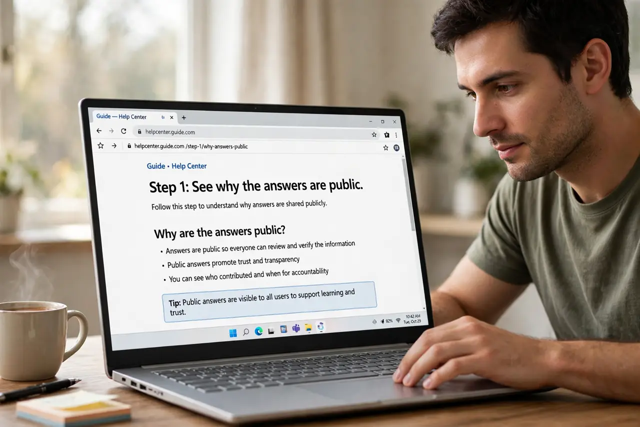 A person doing the guide's first step: See why the answers are public.