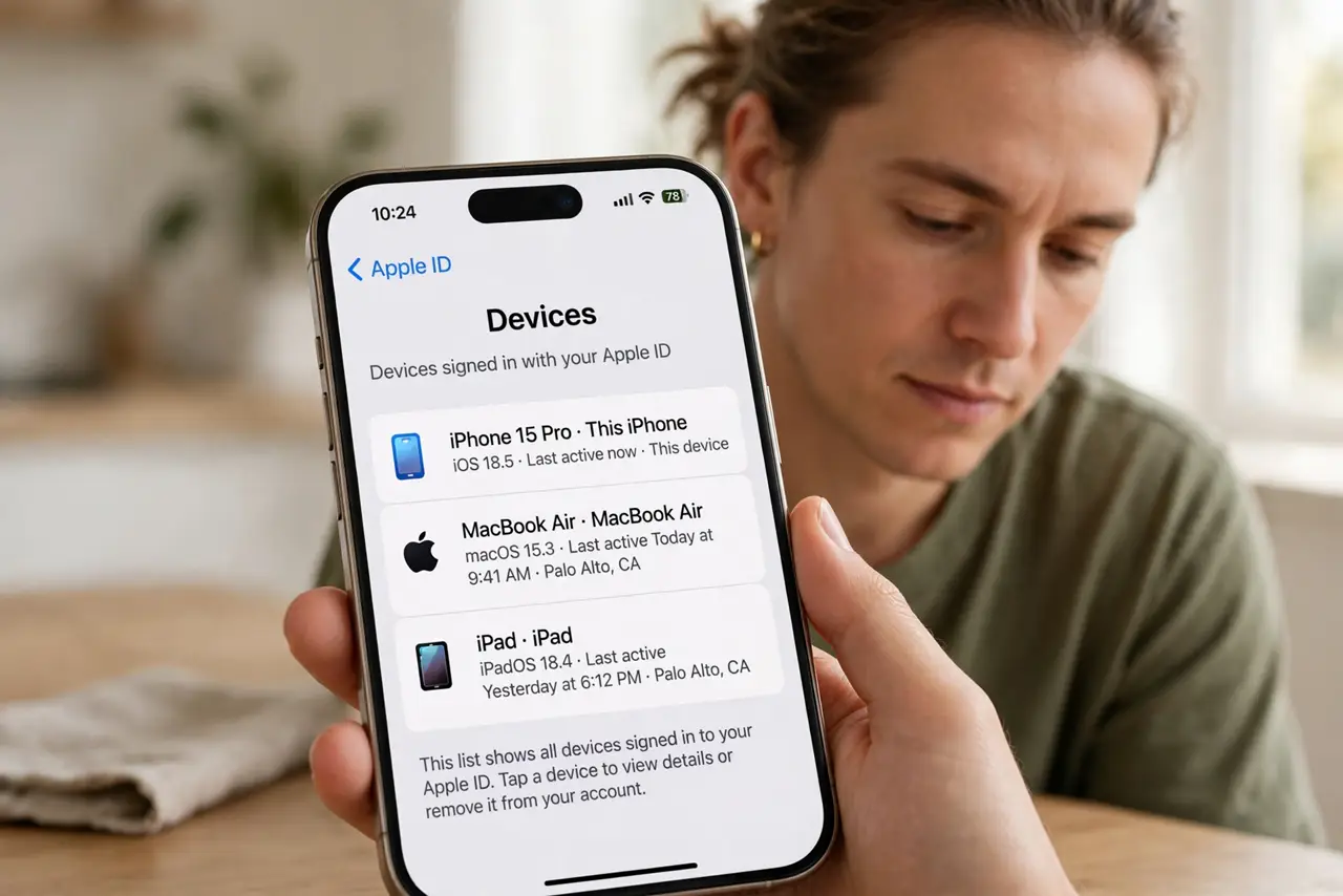 A person doing the guide's first step: List where you are signed in.