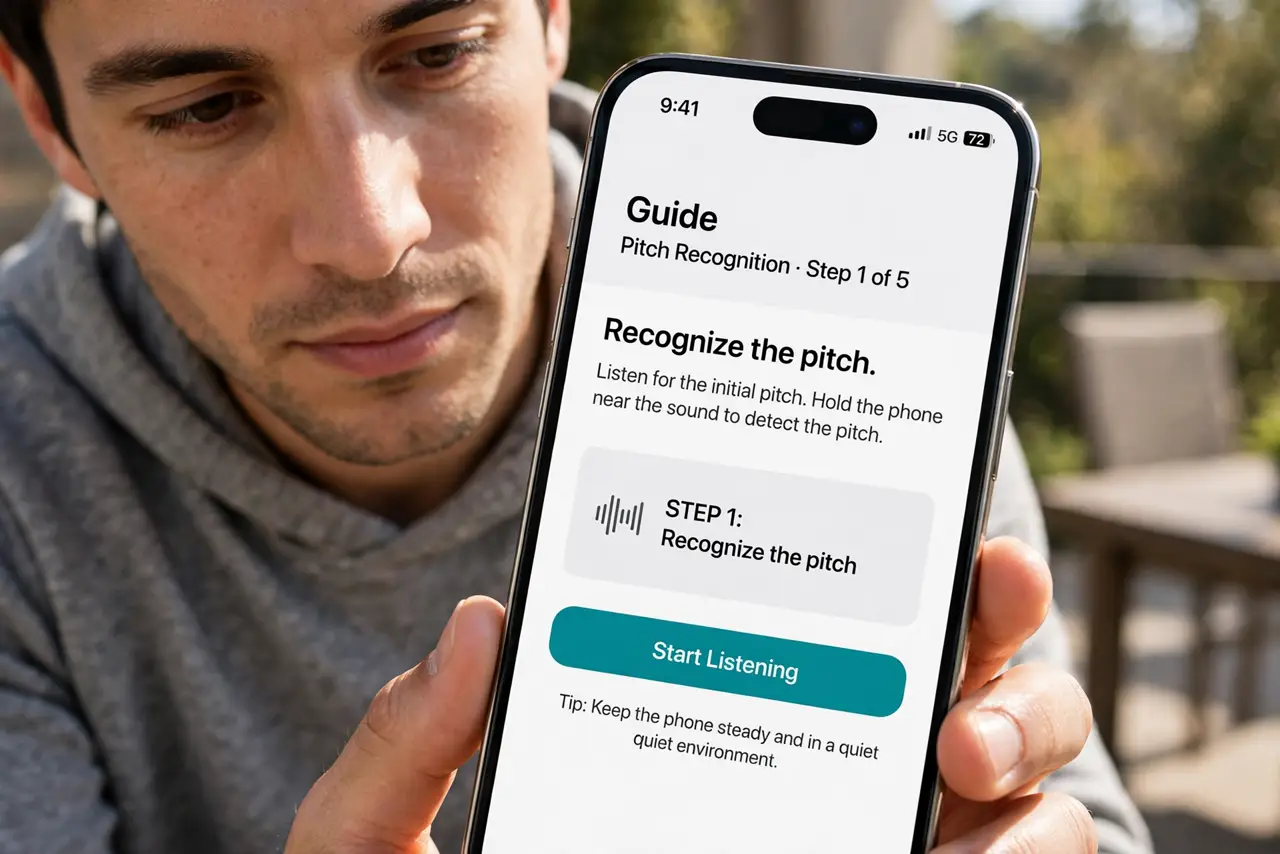 A person doing the guide's first step: Recognize the pitch.