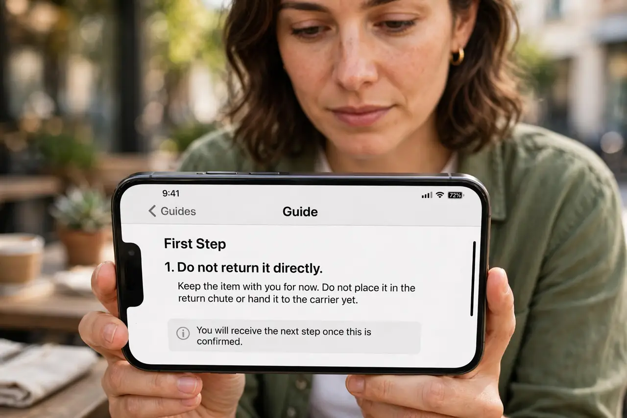 A person doing the guide's first step: Do not return it directly.