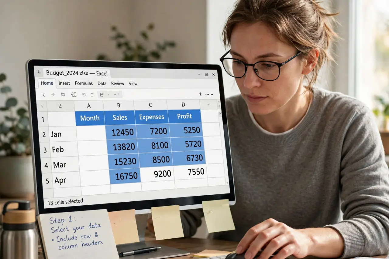 A person performing the first step of the guide: Select your data.