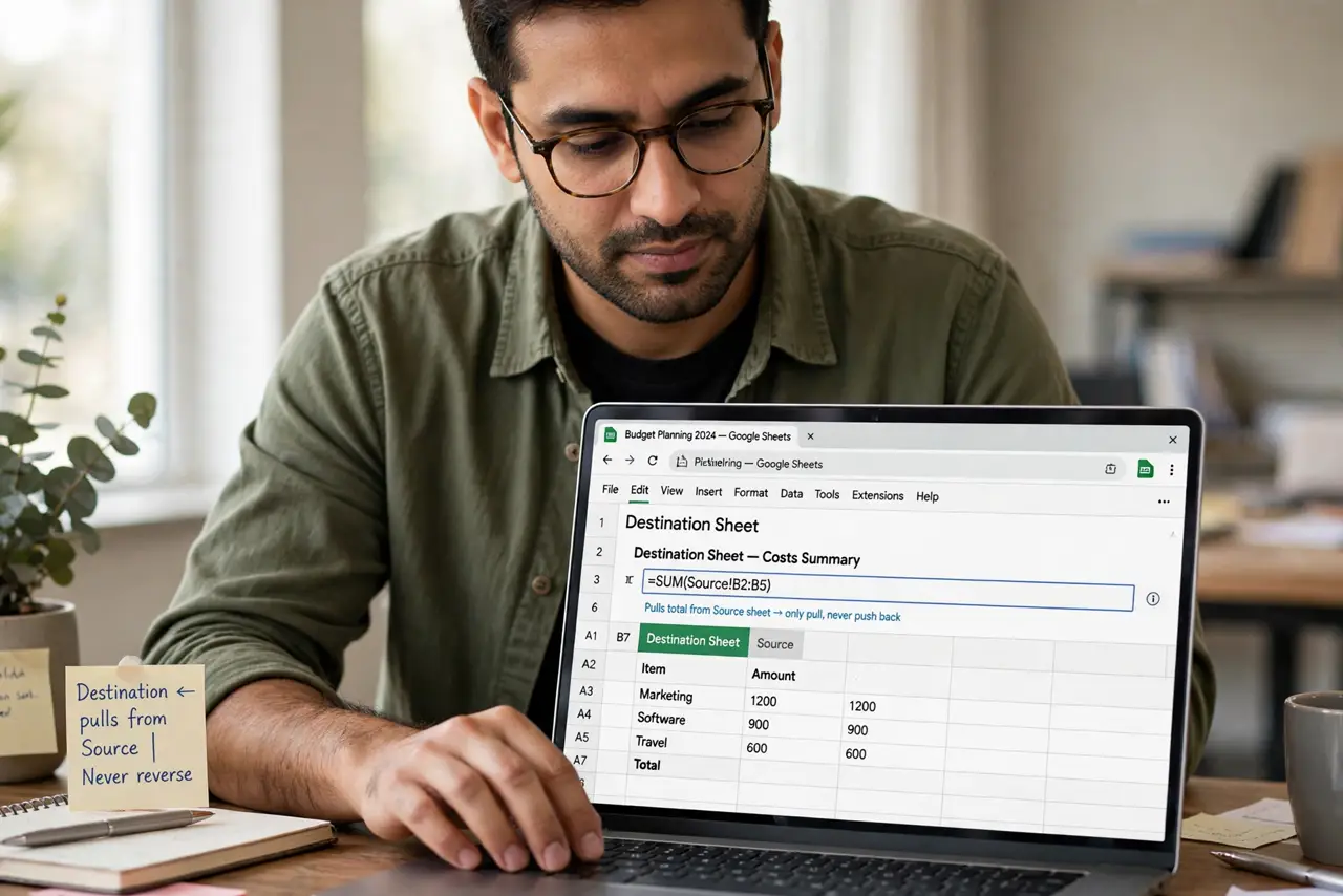 A person performing the first step of the guide: Open the destination sheet.