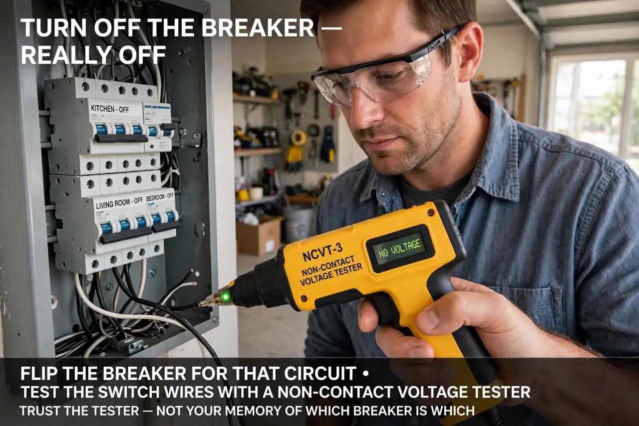 Turn off the breaker — really off.