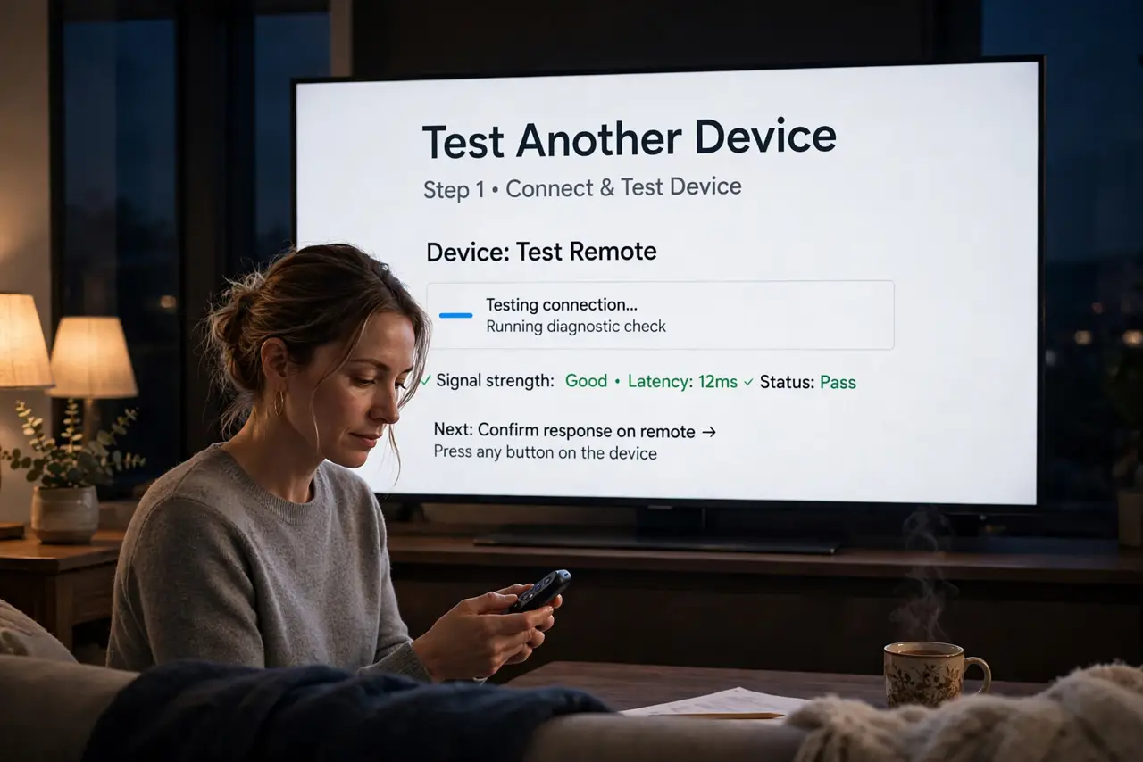 Person performing step 1: Test another device at night. At night, test a phone or laptop in the same room as the TV. If other devices also struggle, the evening...