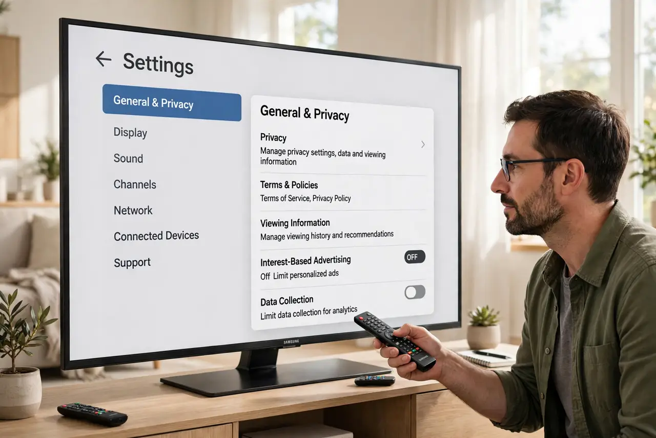 Smart TV Voice Data Collection On? Turn It Off — step 1 being performed on the device.
