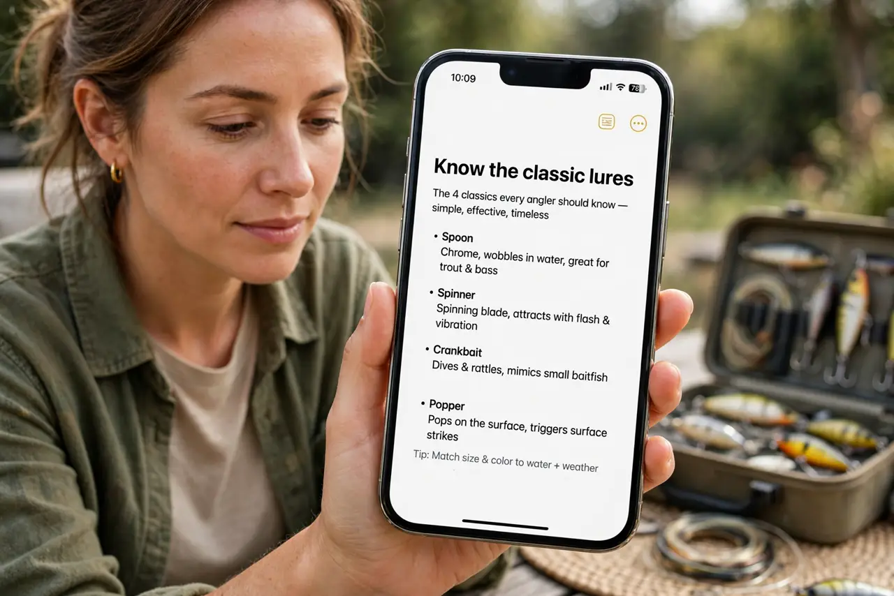 A person calmly performing the guide's first step: Know the classic lures.