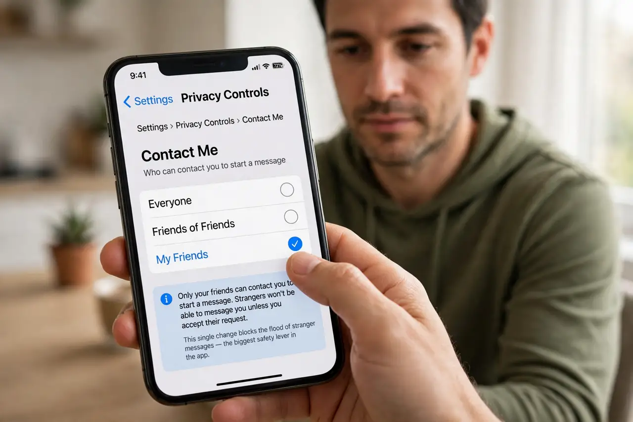 Set 'Who Can Contact Me' to My Friends.