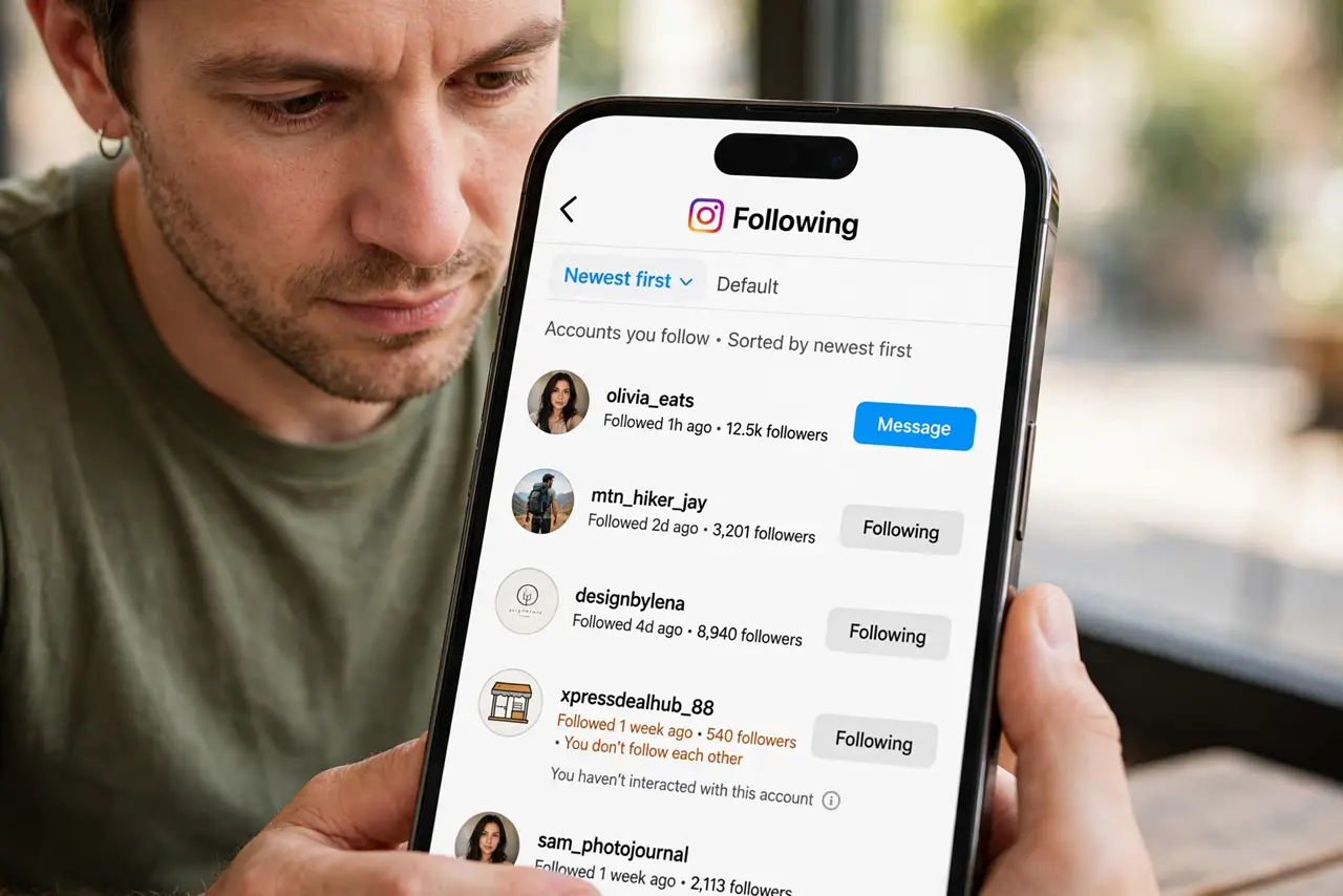 Follower List Changed? Find What Happened — step 1 being performed on the device.