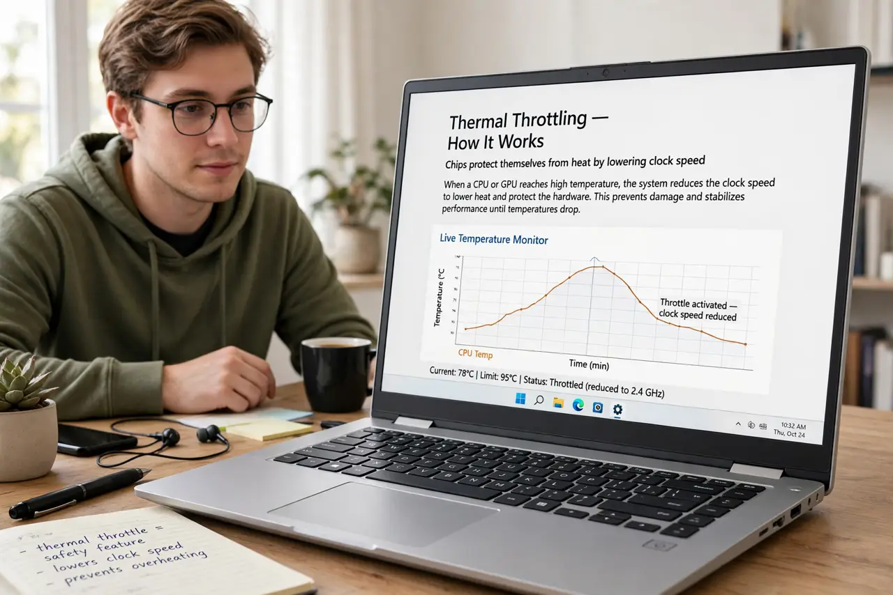 A person performing the first step: Learn what throttling is. Chips protect themselves from heat by lowering clock.