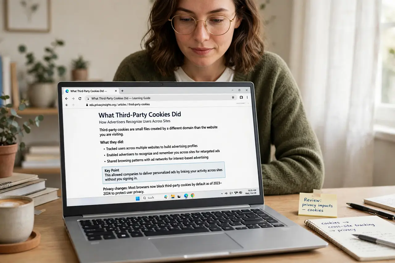 A person performing the first step: Understand what third-party cookies did. They let advertisers recognize you across.