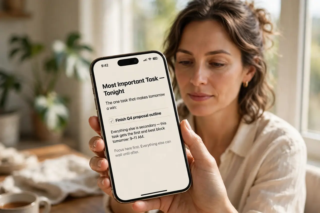 Pick your most important task tonight.