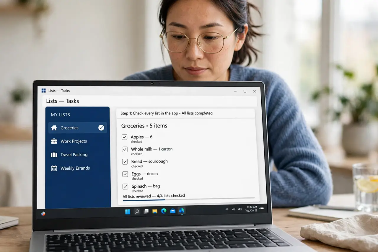 Person performing step 1: Check every list in the app. Open each list, including archived and default lists. A task can move lists during a sync, and it may be...