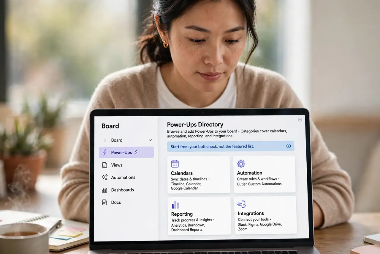 A person performing the first step of the guide: Open the Power-Ups directory.