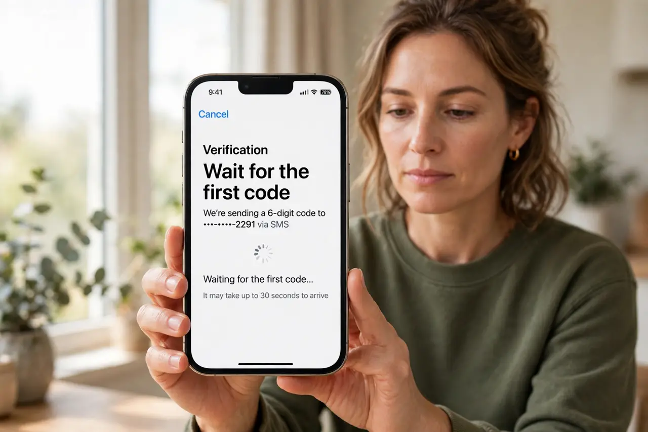 Person performing step 1: Wait for the first code. Wait at least a minute for the first code before requesting another. Repeated requests can invalidate earlier...