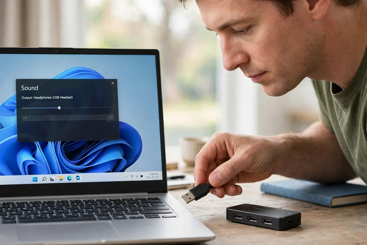 A person performing step 1: Try a direct port, not a hub.