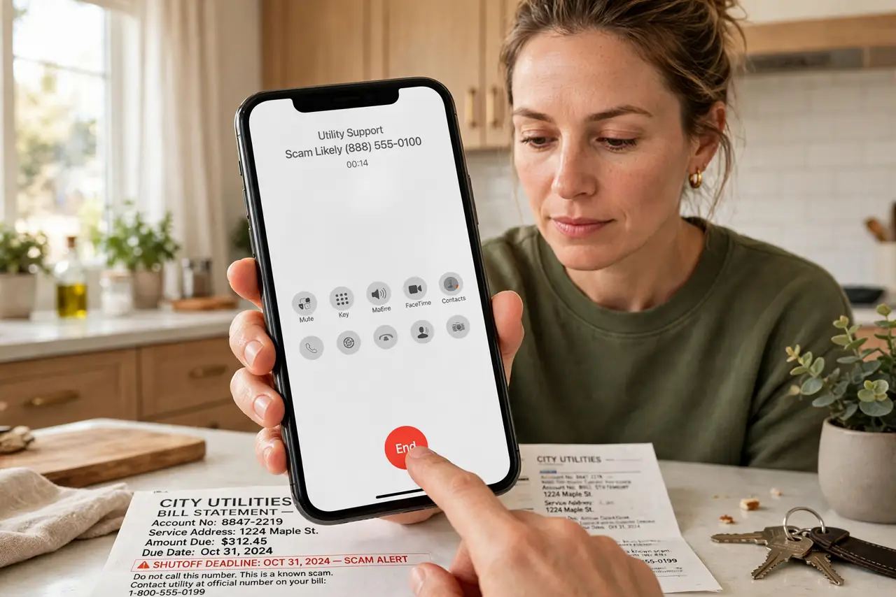 A person performing the first step: Hang up on the deadline. The 45-minute cutoff is engineered panic. Real disconnections follow a long mailed-notice.