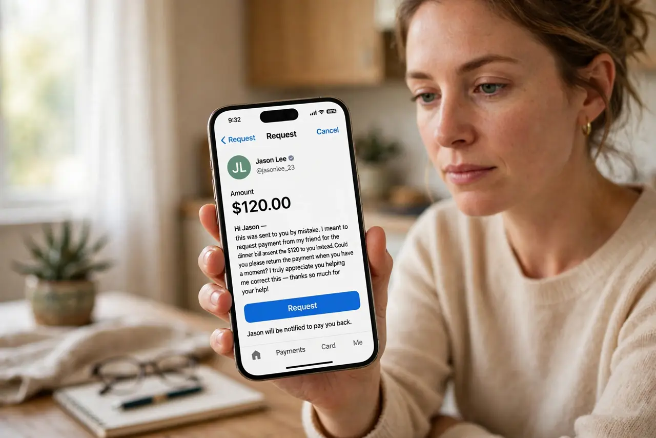 A person performing the first step: Ask the recipient to return it. Venmo shows the recipient's profile — send a polite request explaining the mistake..