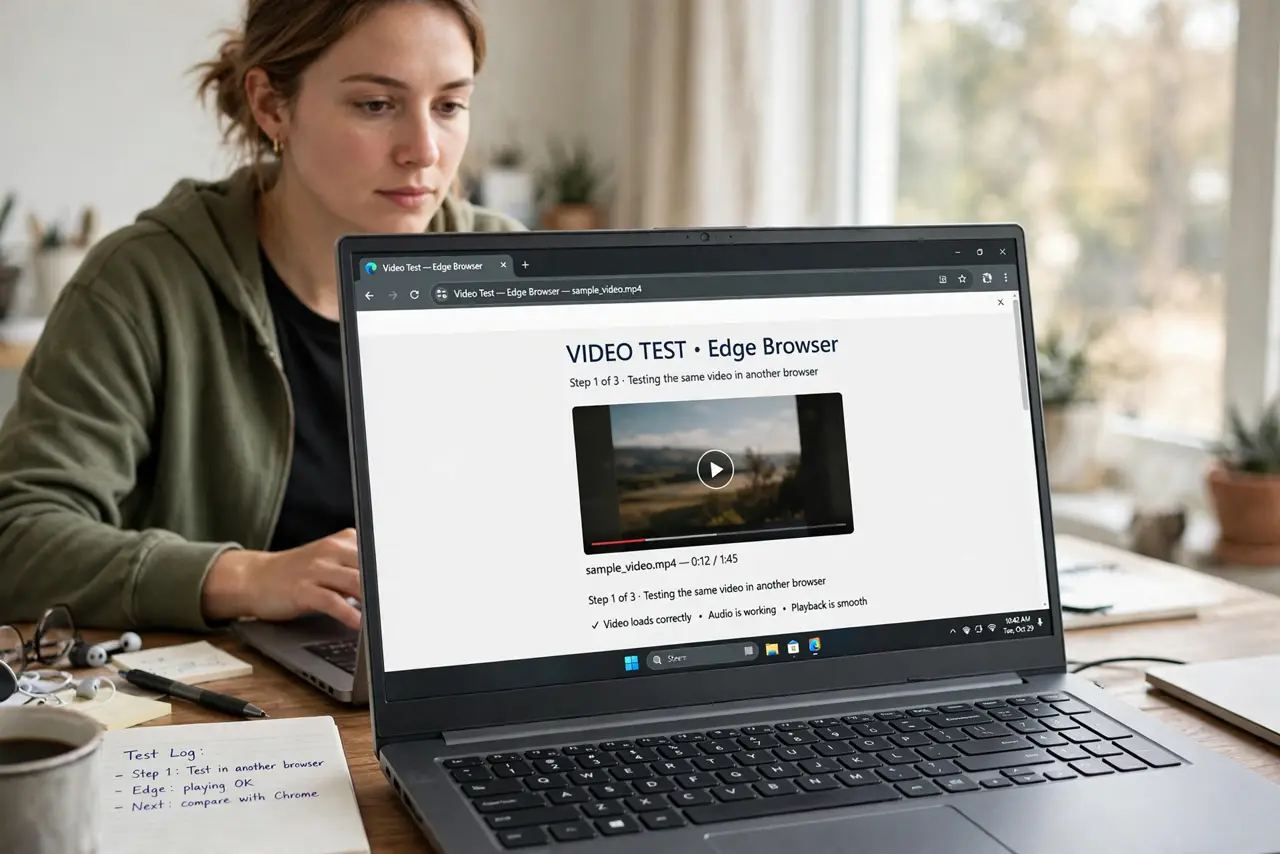 A person performing the first step: Test the same video in another browser.