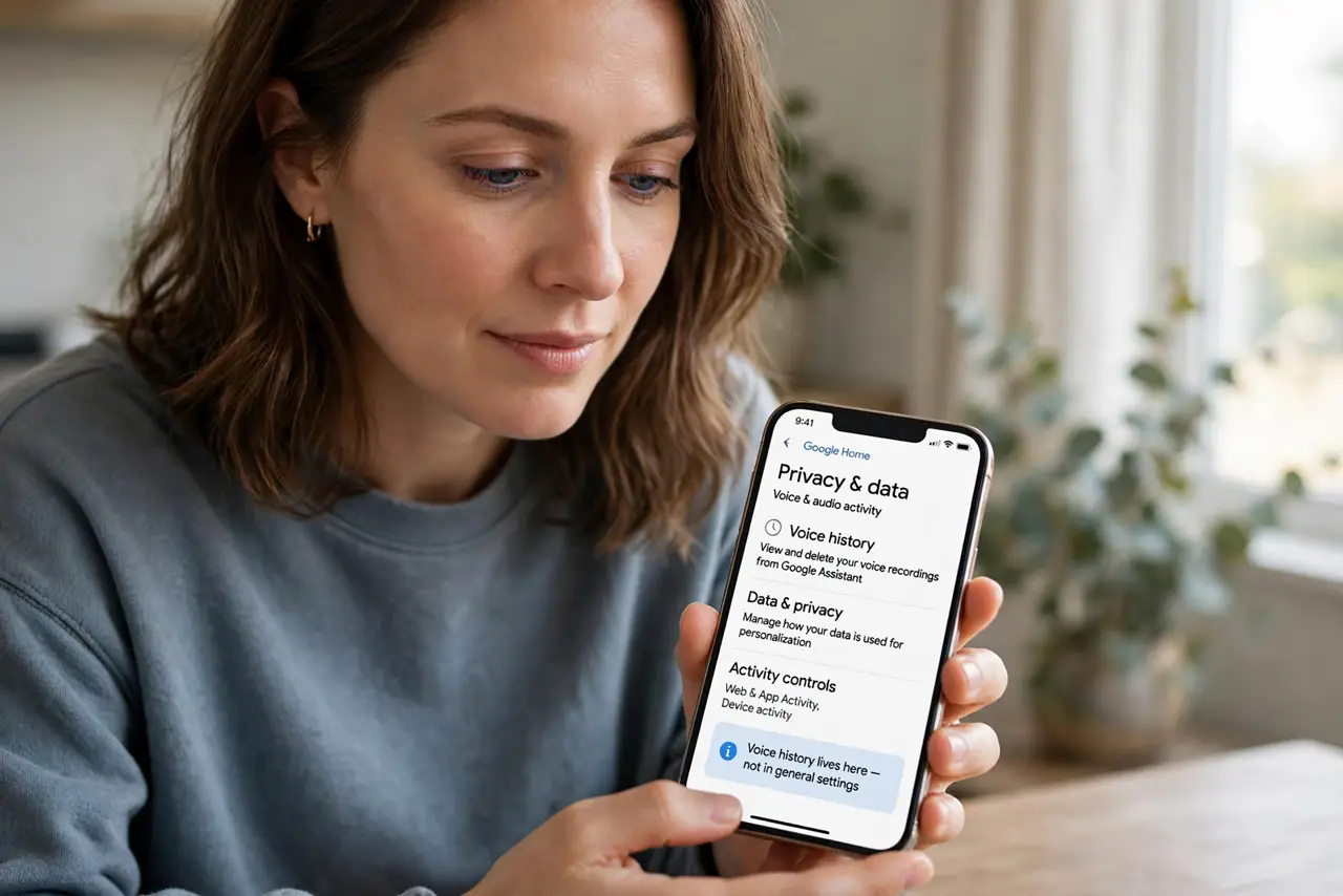 A person performing the first step of the guide: Open the assistant's privacy settings.