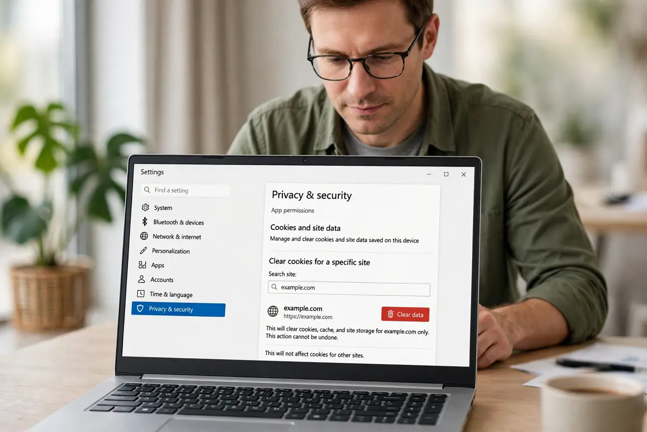 Person performing step 1: Clear cookies for that site only. In browser settings, remove cookies and site data for that one address, then try signing in again. A...