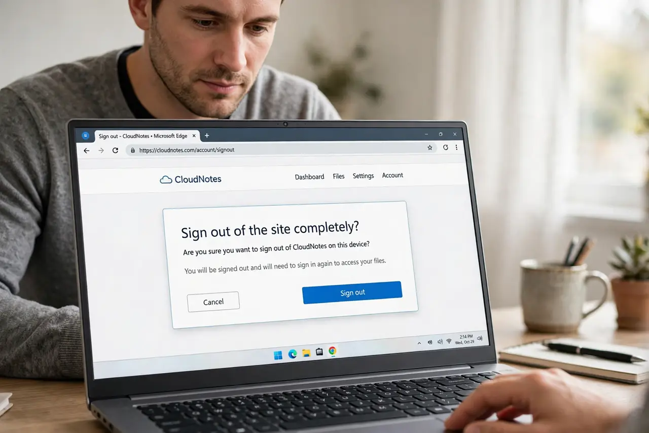 Person performing step 1: Sign out of the site completely. Use the site's sign-out option, not just closing the tab. Closing a tab often leaves the session alive,...
