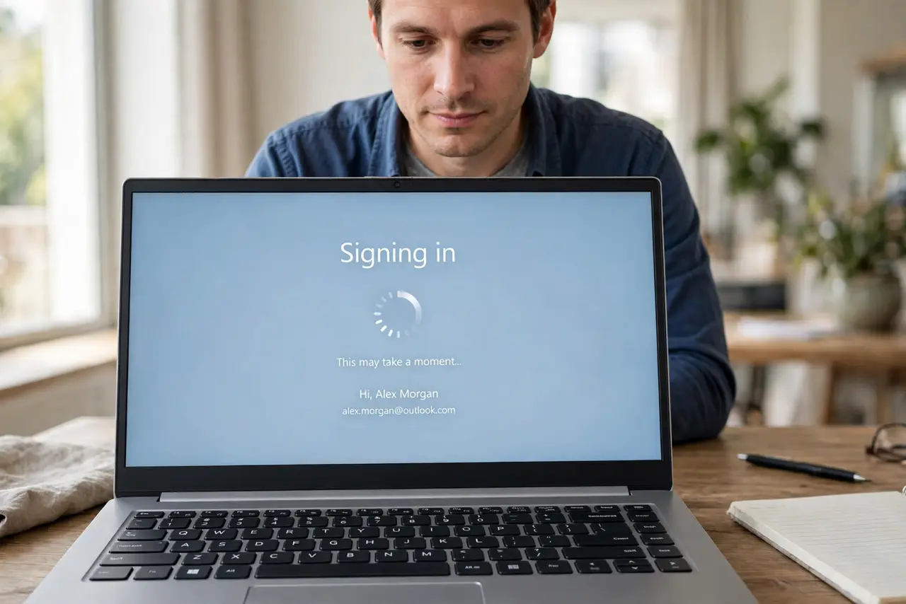 A person performing the first step: Wait through one full login.
