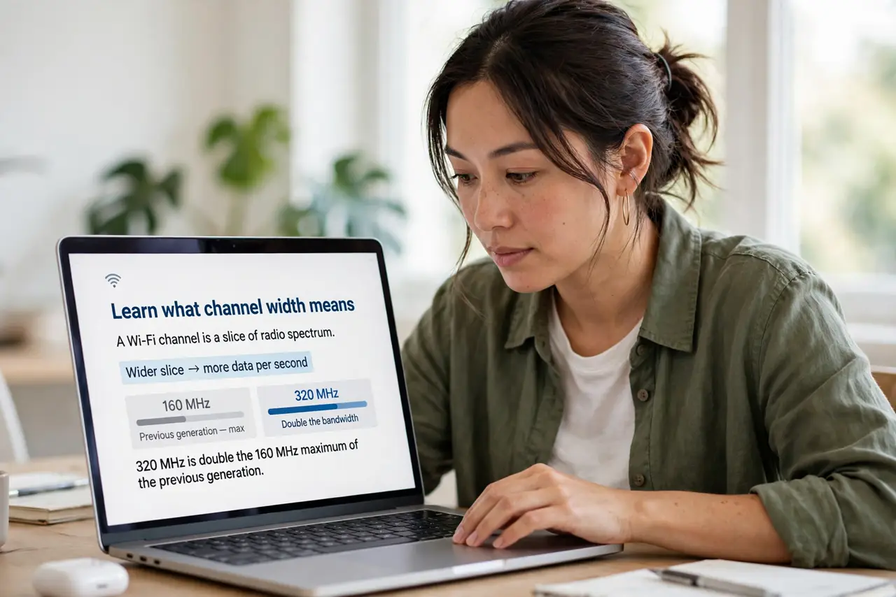 A person performing the first step of the guide: Learn what channel width means.