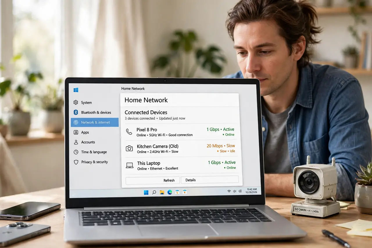 A person performing step 1: Understand the slow-device problem.