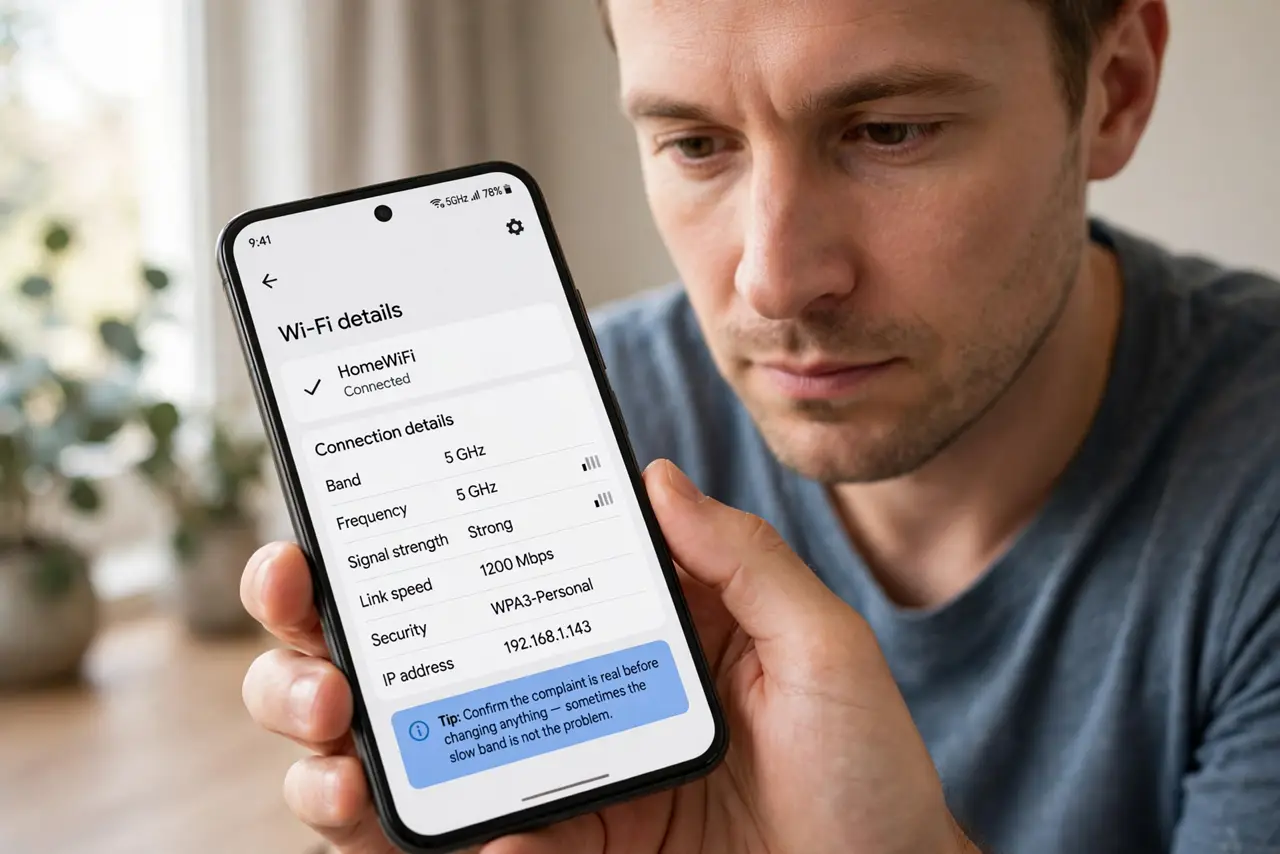 Band Steering Puts Your Device on the Slow Band — step 1 being performed on the device.