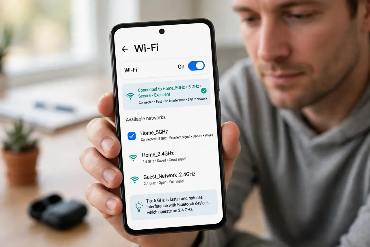 Bluetooth Headphones Drop When Wi-Fi Is Busy — step 1 being performed on the device.