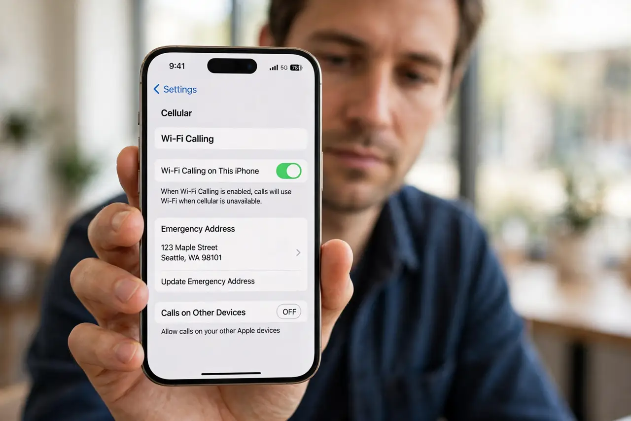 Step 1 in action for Wi-Fi Calls Drop When You Leave Home: Enable Wi-Fi Calling properly.