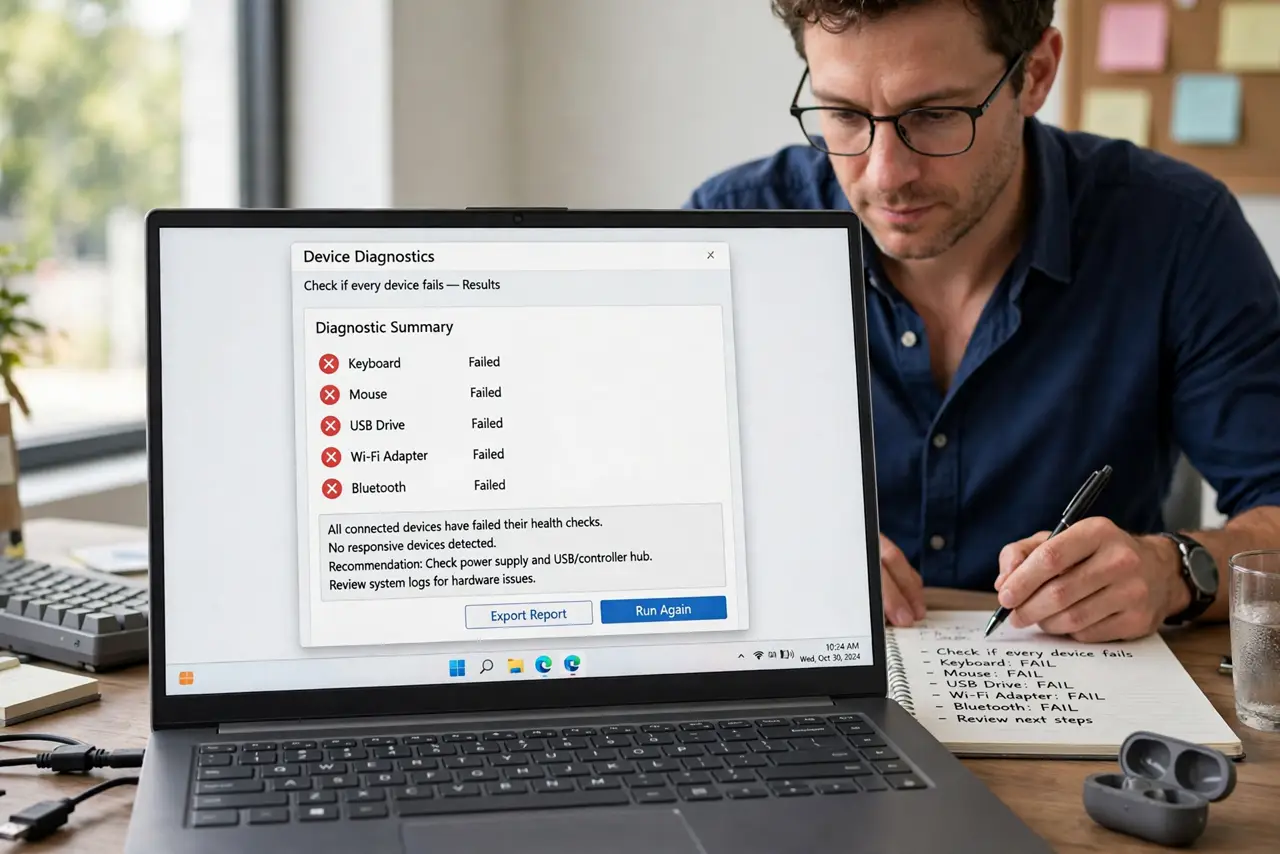 Step 1 in action for Wi-Fi Connected but No Internet: Check if every device fails.