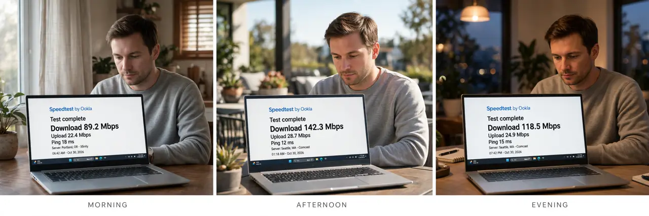 A person performing step 1: Test at different times of day.